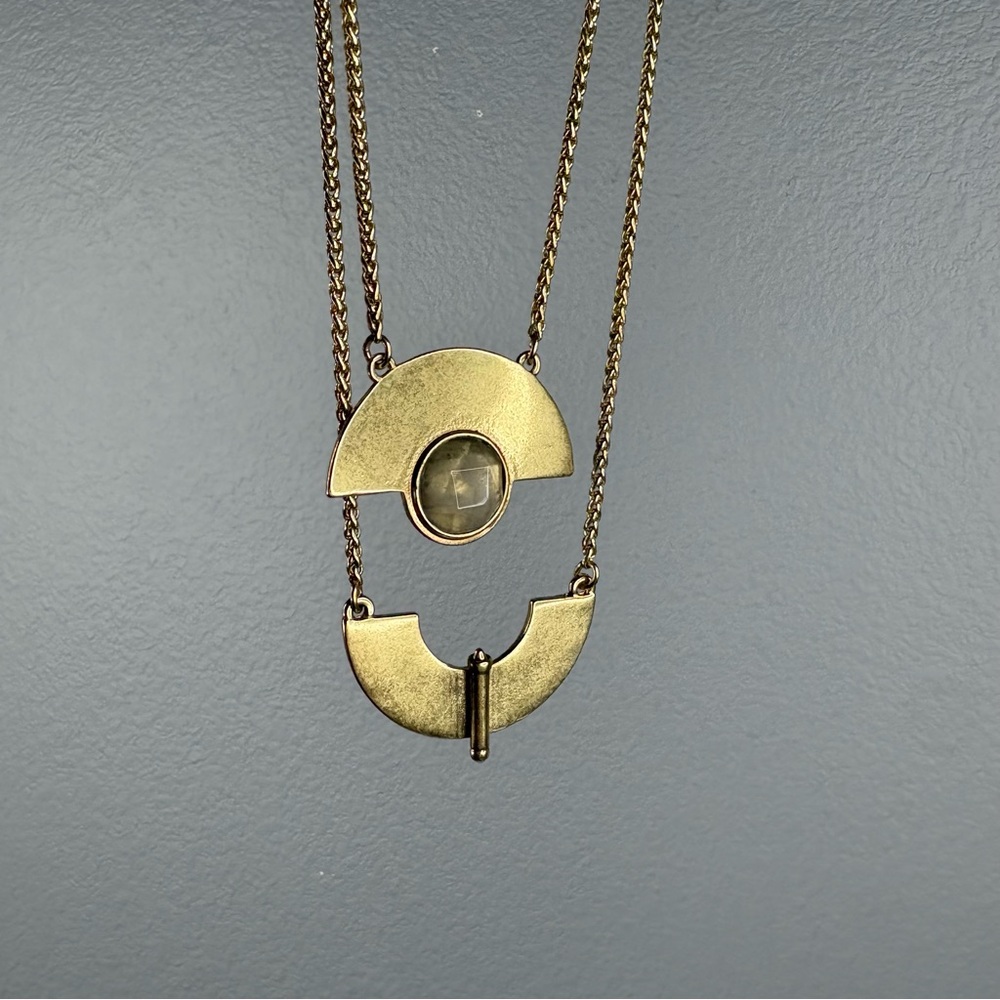 NWT Lucky Brand Brass Geometric Multi-strand Necklace